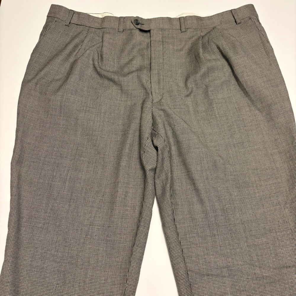 Lauren Ralph Lauren Dress Pants Men 46R Brown Houndstooth Wool Cashmere Pleated
